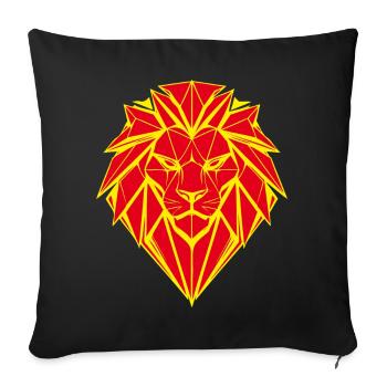 Geometric lion head in red and yellow - Sofa pillowcase 17,3'' x 17,3'' (45 x 45 cm) - black - Front