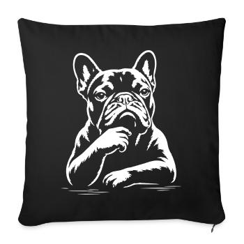 Bouledogue Français Penseur | Design Chien Culotté - Housse de coussin décorative 45 x 45 cm - noir - Devant