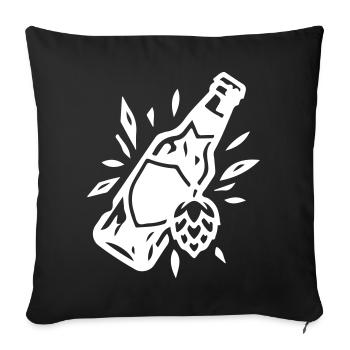 Bierflasche Bier Hopfen - Sofakissenbezug 45 x 45 cm - Schwarz - Vorne