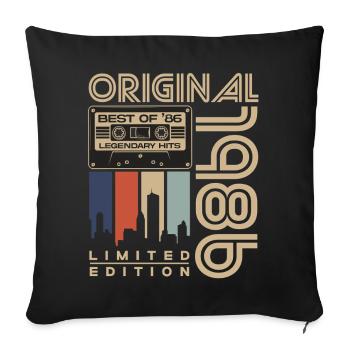 Original 1986 Vintage Vintage Anniversaire Rétro - Housse de coussin décorative 45 x 45 cm - noir - Devant
