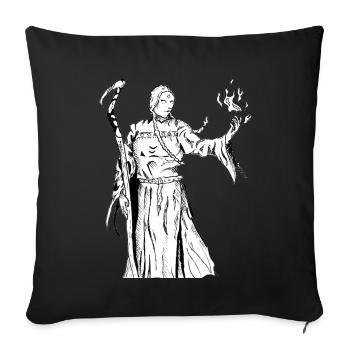 Sorcier de la fantaisie - Housse de coussin décorative 45 x 45 cm - noir - Devant