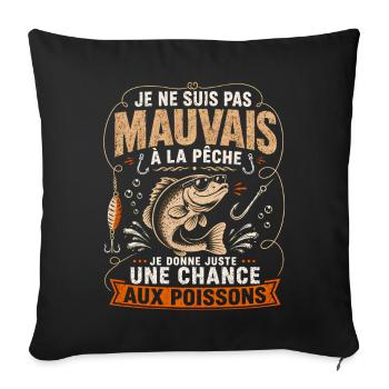 Pêche Humour Poisson Malicieux Cadeau Pêcheur - Housse de coussin décorative 45 x 45 cm - noir - Devant