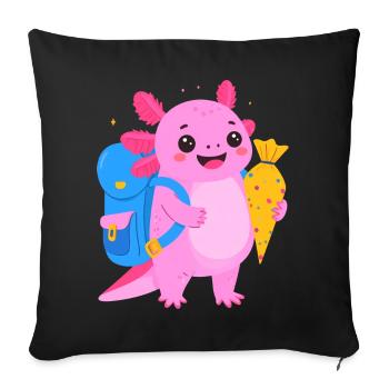 Axolotl for school enrollment – back to school school cone - Sofa pillowcase 17,3'' x 17,3'' (45 x 45 cm) - black - Front