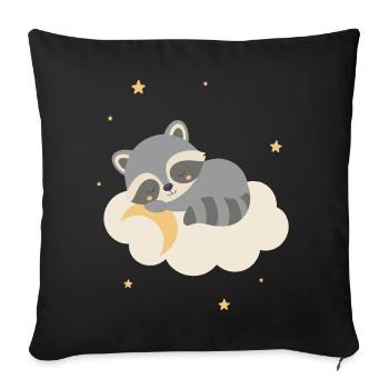 Cute raccoon sleeping on cloud - Sofa pillowcase 17,3'' x 17,3'' (45 x 45 cm) - black - Front