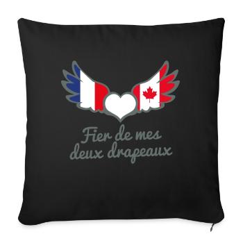 Binationalités France Canada FrancoCanadien - Housse de coussin décorative 45 x 45 cm - noir - Devant
