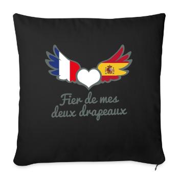 Binationalités France Espagne FrancoEspagnol - Housse de coussin décorative 45 x 45 cm - noir - Devant