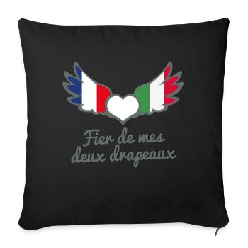 Binationalités France Italie FrancoItalien - Housse de coussin décorative 45 x 45 cm - noir - Devant