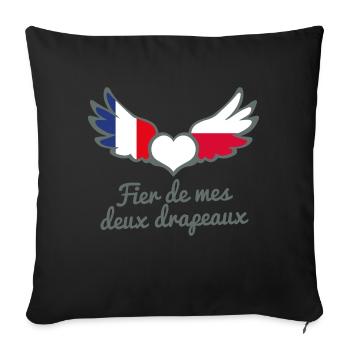 Binationalités France Pologne Francopolonais - Housse de coussin décorative 45 x 45 cm - noir - Devant