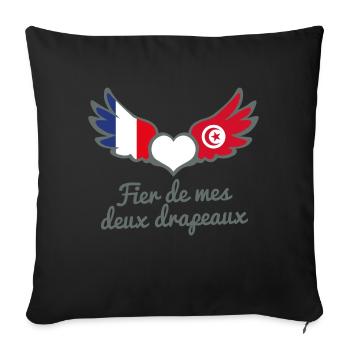 Binationalités France Tunisie FrancoTunisien - Housse de coussin décorative 45 x 45 cm - noir - Devant