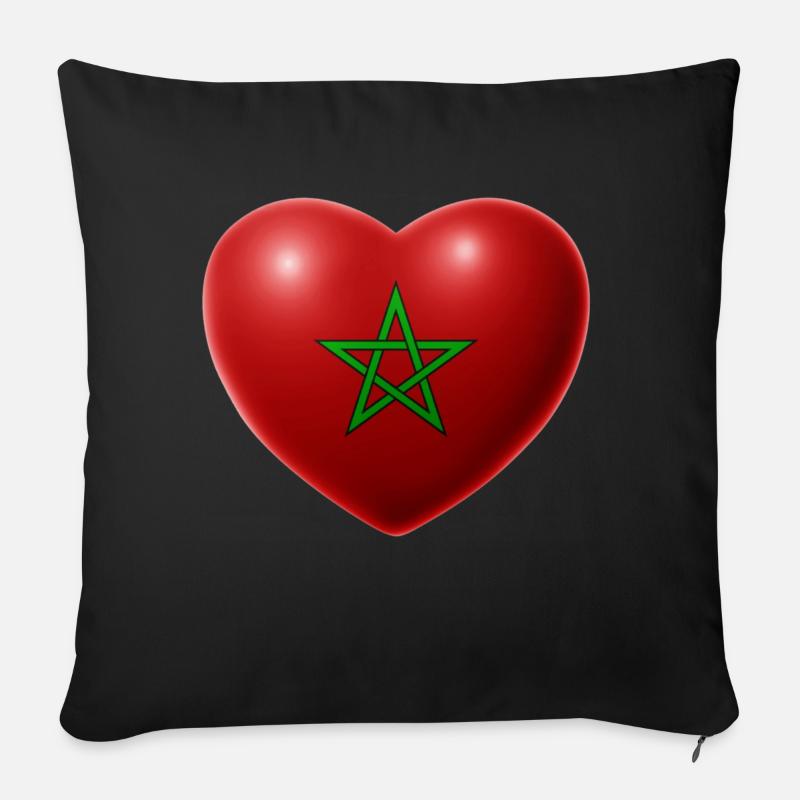 Coeur (Maroc / Maroc) - Housse de coussin décorative 45 x 45 cm - noir