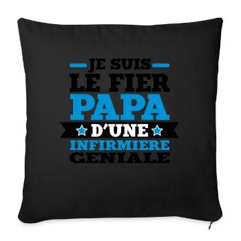 Je suis le fier papa d'une infirmière géniale - Housse de coussin décorative 45 x 45 cm - noir - Devant