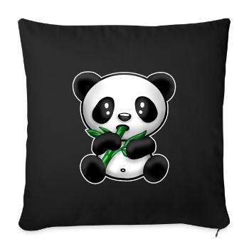 Panda with bamboo - Sofa pillowcase 17,3'' x 17,3'' (45 x 45 cm) - black - Front