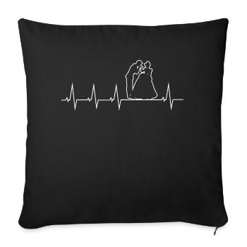 Wedding - bride and groom - "heartbeat" - Sofa pillowcase 17,3'' x 17,3'' (45 x 45 cm) - black - Front
