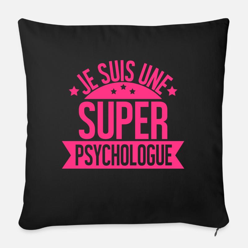 je suis une super psychologue - Housse de coussin décorative 45 x 45 cm - noir