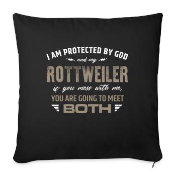 Protected by Rottweiler - Sofa pillowcase 17,3'' x 17,3'' (45 x 45 cm) - black - Front