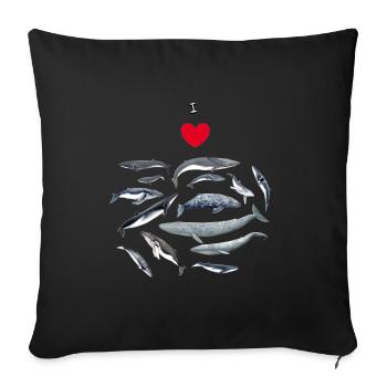 Love the whales - I love whales - Baleines - Sofa pillowcase 17,3'' x 17,3'' (45 x 45 cm) - black - Front