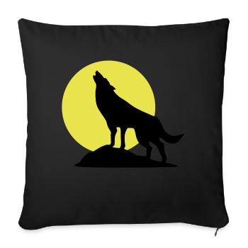Wolve and Moon Silhouette, Wolf, Dog - Sofa pillowcase 17,3'' x 17,3'' (45 x 45 cm) - black - Front