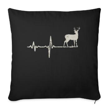 Gift heartbeat deer - Sofa pillowcase 17,3'' x 17,3'' (45 x 45 cm) - black - Front