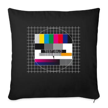 Image de test Télévision Écran Fermoir d’émission - Housse de coussin décorative 45 x 45 cm - noir - Devant