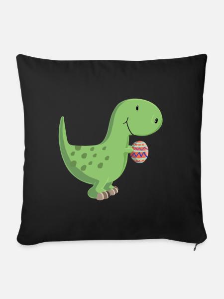 Dino mit Ei - Sofakissenbezug 45 x 45 cm - Schwarz