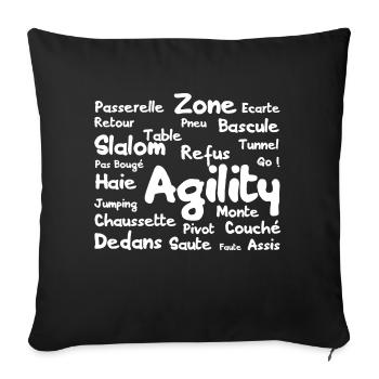 mots agility - Housse de coussin décorative 45 x 45 cm - noir - Devant