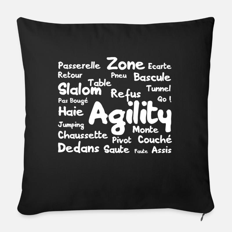 mots agility - Housse de coussin décorative 45 x 45 cm - noir