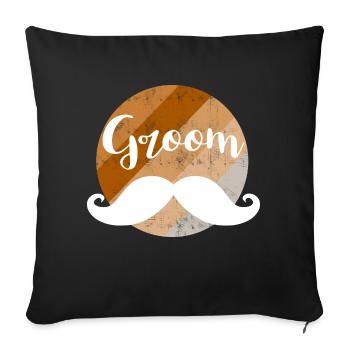 Moustache de marié - Housse de coussin décorative 45 x 45 cm - noir - Devant