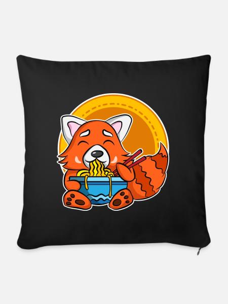 Ramen Life Motiv Raccoon Chemise Motif Ramen Noodle - Housse de coussin décorative 45 x 45 cm - noir