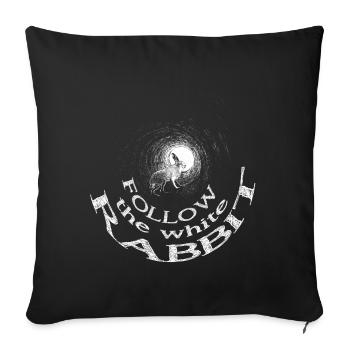 suivre le lapin blanc - Housse de coussin décorative 45 x 45 cm - noir - Devant