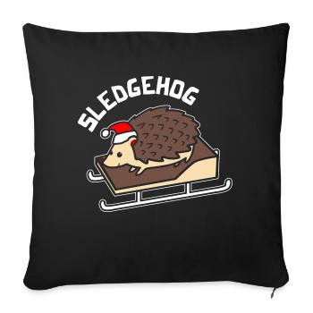 Sledgehog Hedgehog Noël Noël hérisson calembour - Housse de coussin décorative 45 x 45 cm - noir - Devant