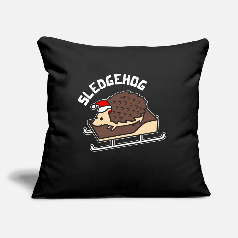 Sledgehog Hedgehog Noël Noël hérisson calembour Housse de coussin décorative 45 x 45 cm