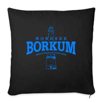 Borkum Mer du Nord (Bleu) - Housse de coussin décorative 45 x 45 cm - noir - Devant