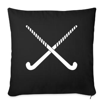 Bâton de hockey croisé cadeau blanc - Housse de coussin décorative 45 x 45 cm - noir - Devant