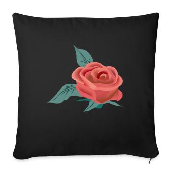 Fleur rose - Housse de coussin décorative 45 x 45 cm - noir - Devant