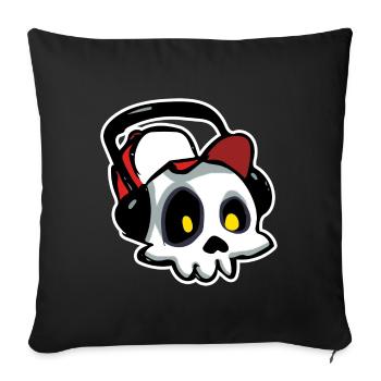 Scull mit Kopfhörern (Schlaganfall) - Sofakissenbezug 45 x 45 cm - Schwarz - Vorne