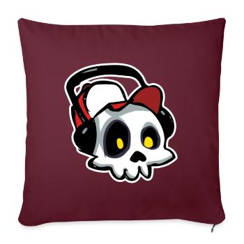 Scull mit Kopfhörern (Schlaganfall) - Sofakissenbezug 45 x 45 cm - Burgunderrot - Vorne