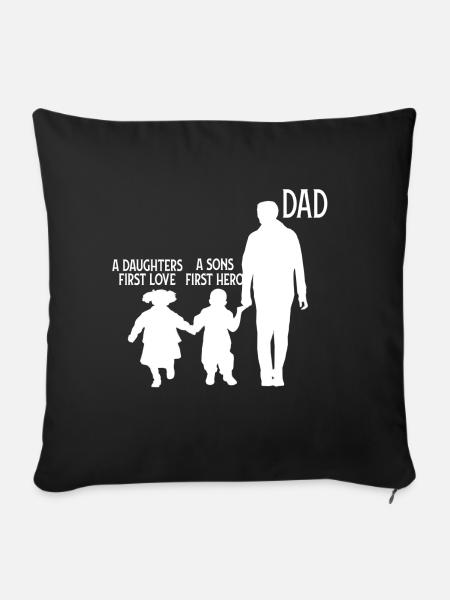Dad Sohn Tochter Vater 2 Kinder - Sofakissenbezug 45 x 45 cm - Schwarz