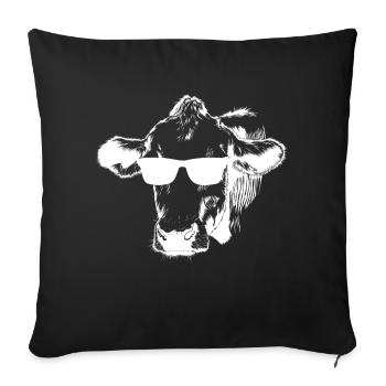 Cool cow with sunglasses - Sofa pillowcase 17,3'' x 17,3'' (45 x 45 cm) - black - Front