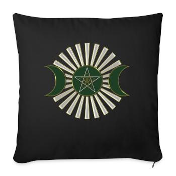 Moon - Pentagram - Venus flower - green - Sofa pillowcase 17,3'' x 17,3'' (45 x 45 cm) - black - Front