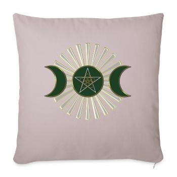 Moon - Pentagram - Venus flower - green - Sofa pillowcase 17,3'' x 17,3'' (45 x 45 cm) - light taupe - Front