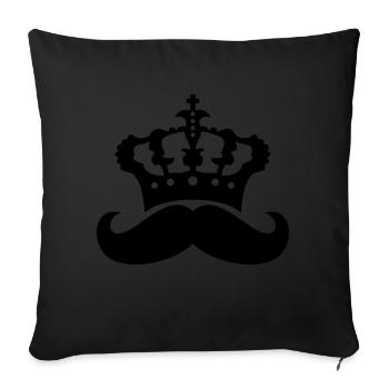 koenig krone herrscher prince mustache moustachu - Housse de coussin décorative 45 x 45 cm - noir - Devant