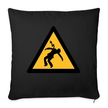 électricien coup de foudre panneaux danger - Housse de coussin décorative 45 x 45 cm - noir - Devant
