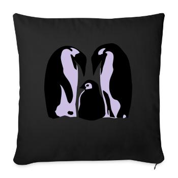 Penguins, Penguin family - Sofa pillowcase 17,3'' x 17,3'' (45 x 45 cm) - black - Front
