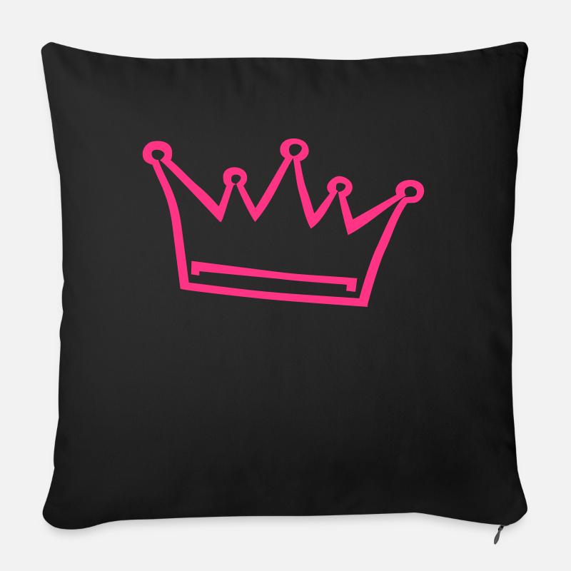 couronne, princesse, prince - Housse de coussin décorative 45 x 45 cm - noir