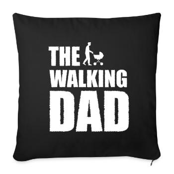 The Walking Dad – Papa mit Kinderwagen - Sofakissenbezug 45 x 45 cm - Schwarz - Vorne