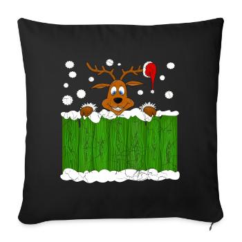 Rennes de Noël - Housse de coussin décorative 45 x 45 cm - noir - Devant
