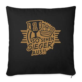 Sieger (Pokal, Krone) - Sofakissenbezug 45 x 45 cm - Schwarz - Vorne