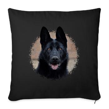 Black german shepherd - Sofa pillowcase 17,3'' x 17,3'' (45 x 45 cm) - black - Front