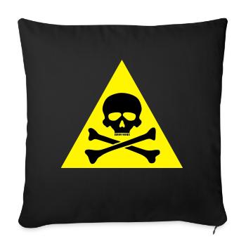 panneau danger tete de mort crane os - Housse de coussin décorative 45 x 45 cm - noir - Devant