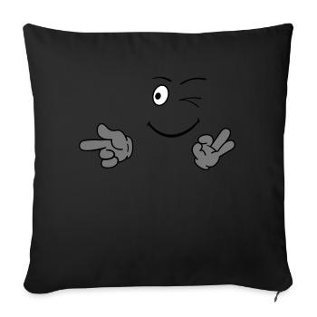 smileface_02 - Sofa pillowcase 17,3'' x 17,3'' (45 x 45 cm) - black - Front